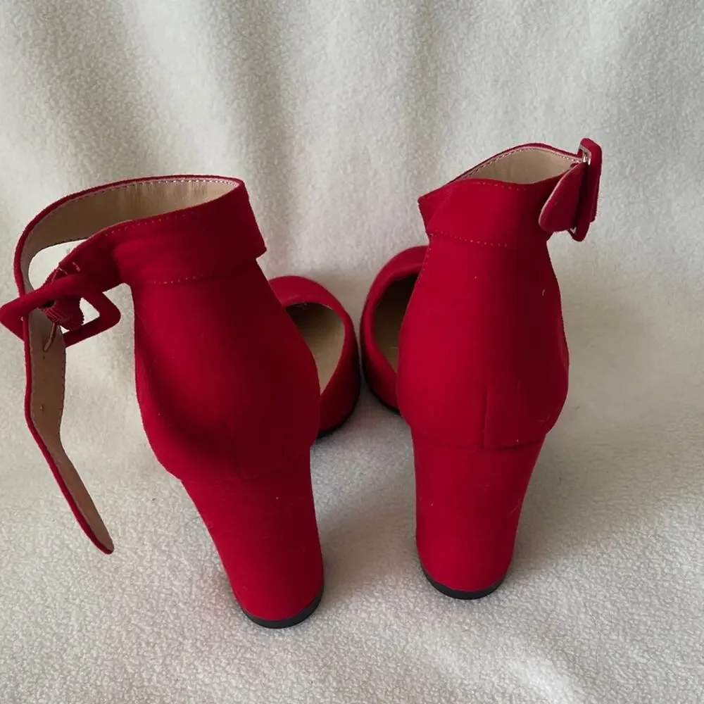 Dream Pairs Bold Red Ankle Strap Heels